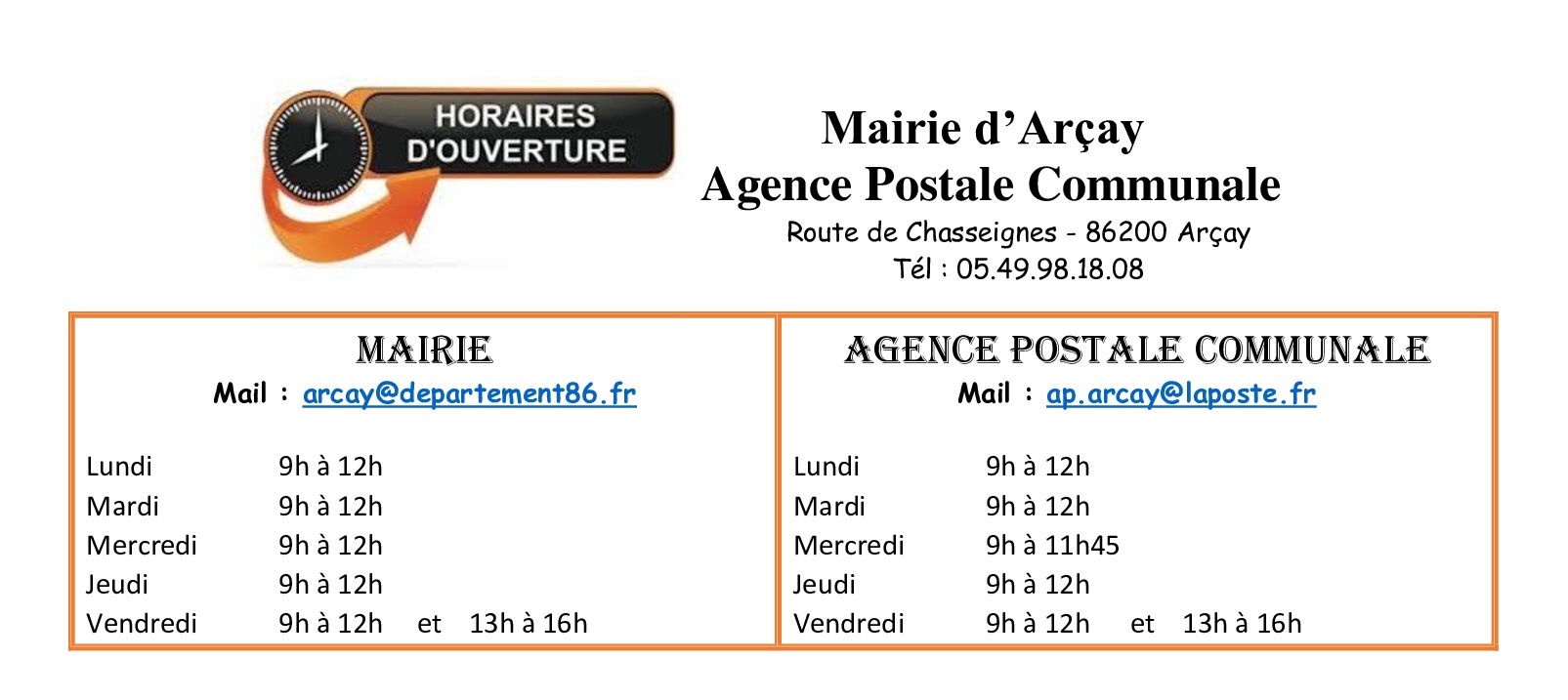 Lire la suite à propos de l’article Nouveaux horaires à compter du 1er Mars 2021