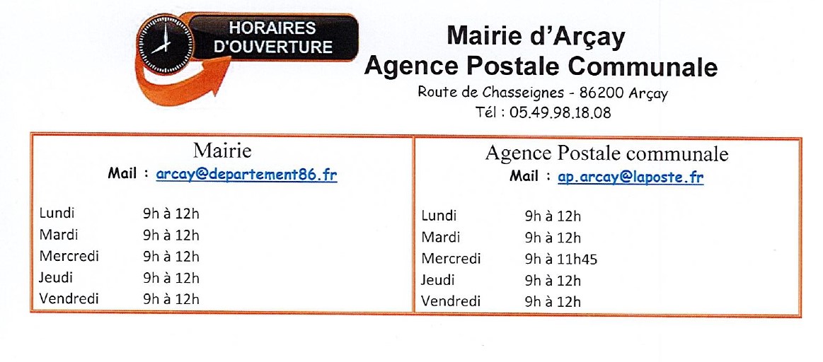 You are currently viewing Horaires d’ouverture de la Mairie et l’Agence Postale Communale
